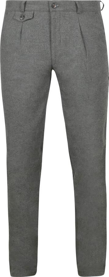 Suitable Chino Pico Pleat Flanel Grijs