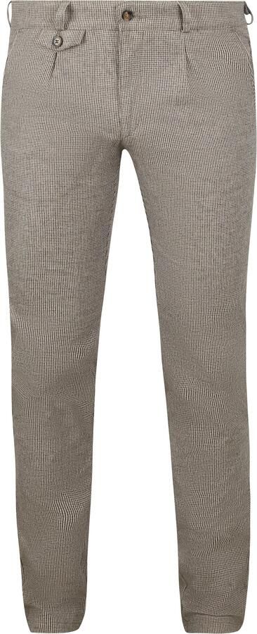 Suitable Chino Pico Pleat Flanel Print Beige