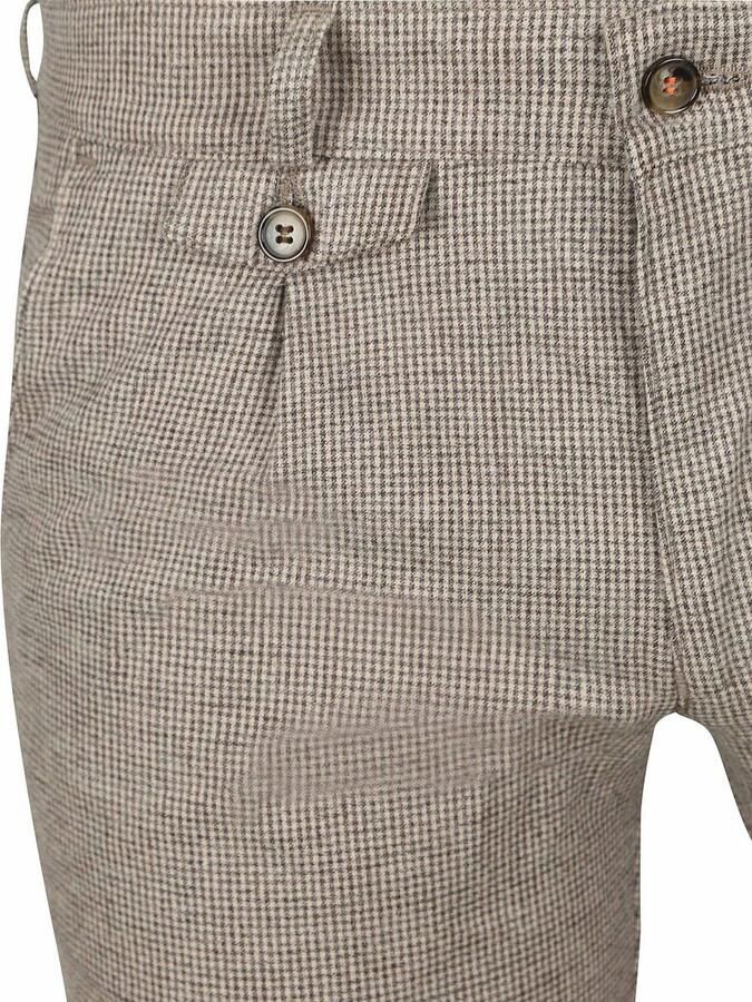 Suitable Chino Pico Pleat Flanel Print Beige - Foto 2