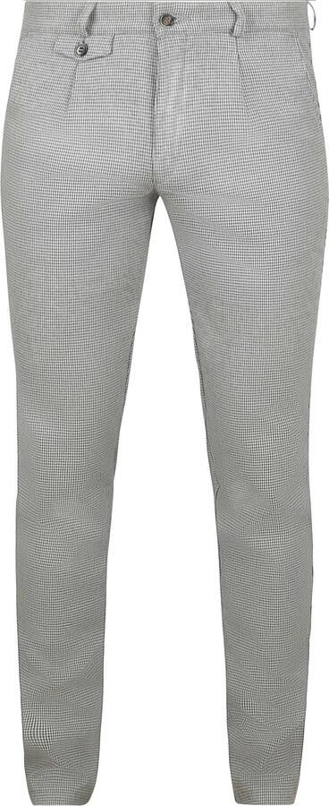 Suitable Chino Pico Pleat Flanel Print Grijs