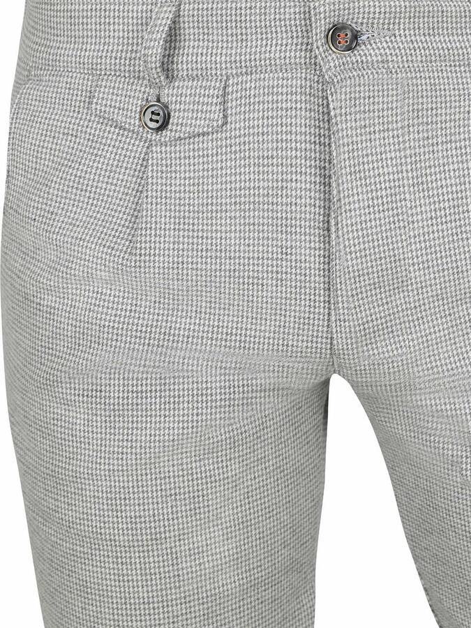 Suitable Chino Pico Pleat Flanel Print Grijs - Foto 3