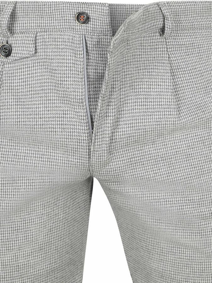 Suitable Chino Pico Pleat Flanel Print Grijs - Foto 4