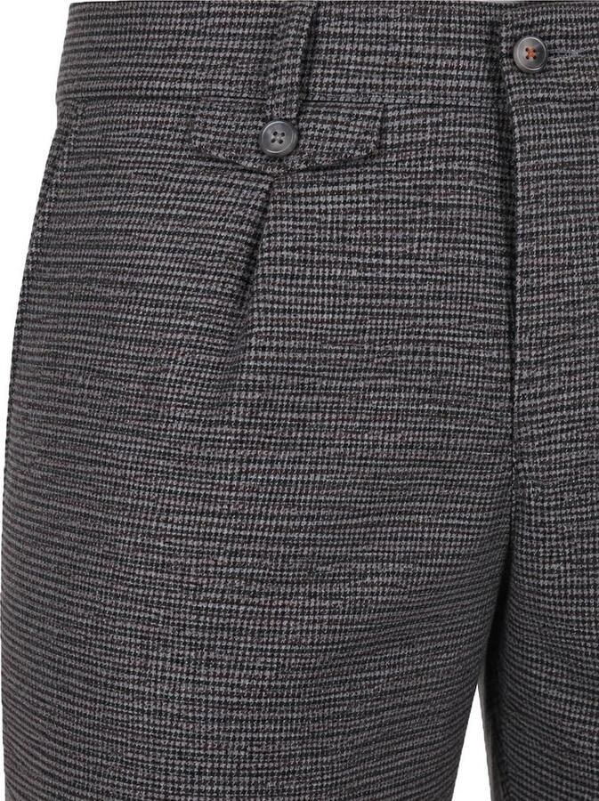 Suitable Chino Pico Pleat Pepita Navy Bruin - Foto 4