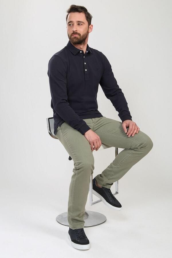 Suitable Broek Chino Sartre Oxford Olijfgroen - Foto 3