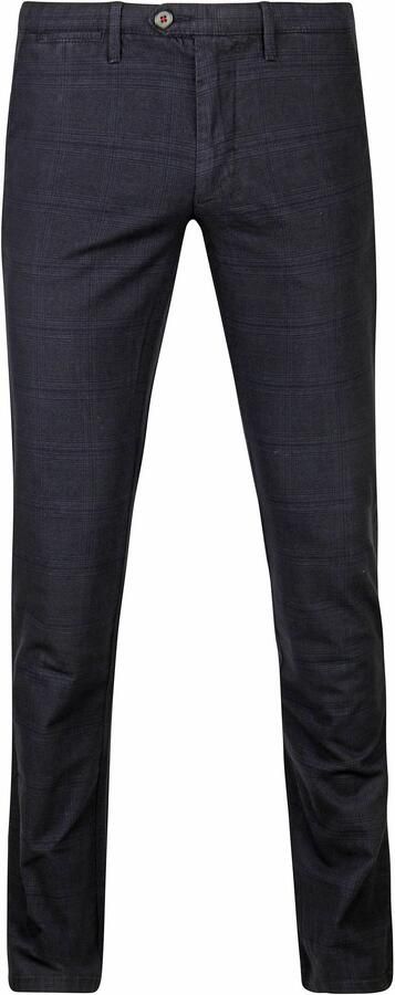 Suitable Broek Chino Sartre Ruit Donkerblauw