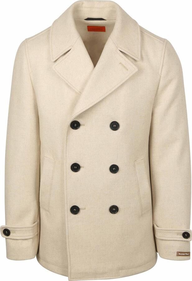 Suitable Mantel Coat Caban Wol Blend Ecru