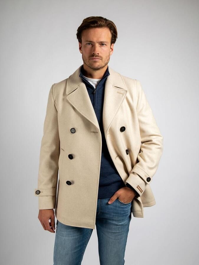 Suitable Mantel Coat Caban Wol Blend Ecru - Foto 2