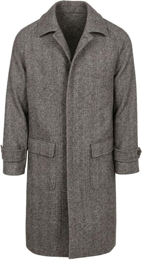 Suitable Mantel Coat Longsaddle Herringbone Bruin