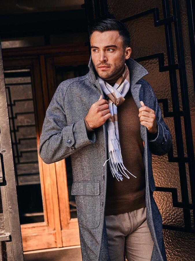 Suitable Mantel Coat Longsaddle Herringbone Bruin - Foto 3