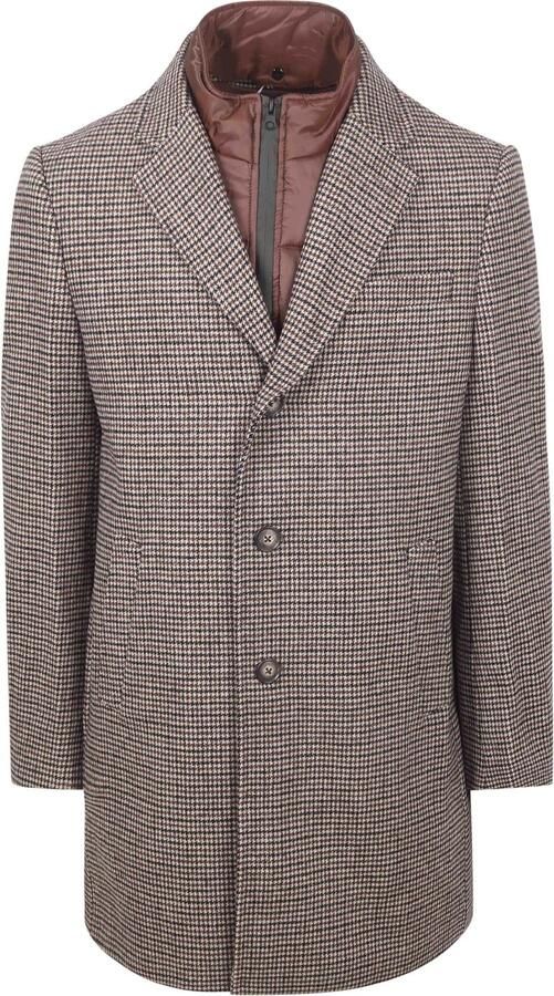 Suitable Mantel Coat Wol Pepita Beige Camel
