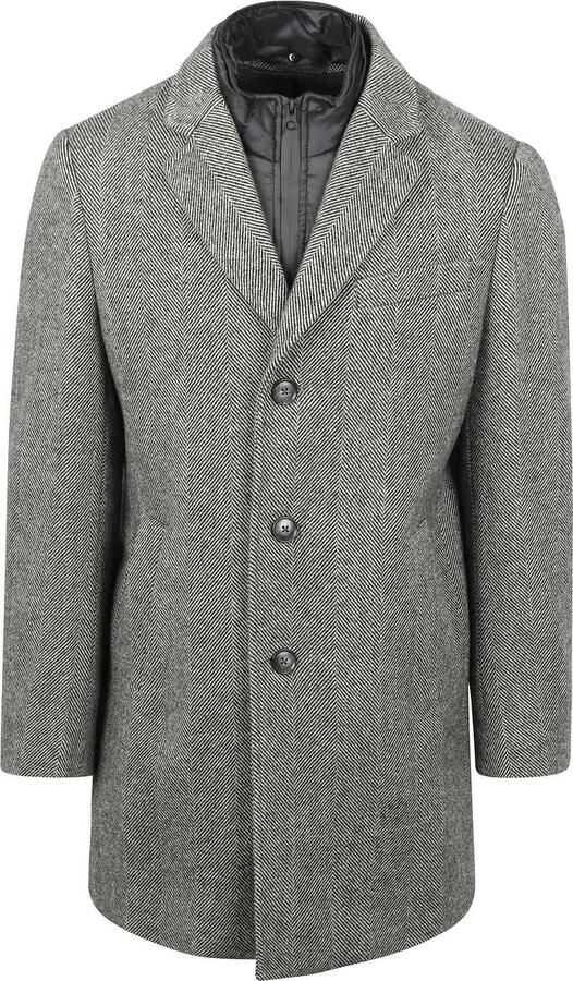 Suitable Mantel Coat Wol Pepita Pepper Grey