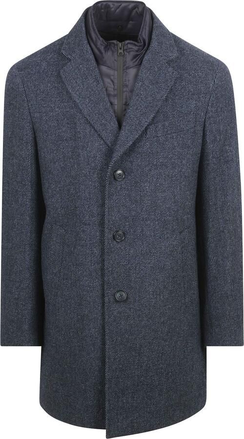 Suitable Trainingsjack Coat Wol Twill Donkerblauw