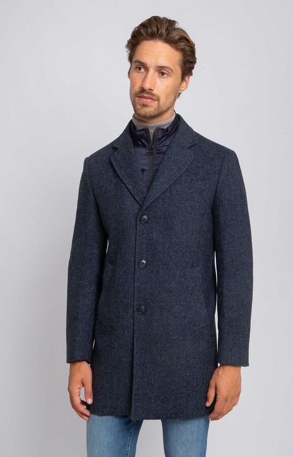 Suitable Trainingsjack Coat Wol Twill Donkerblauw - Foto 5