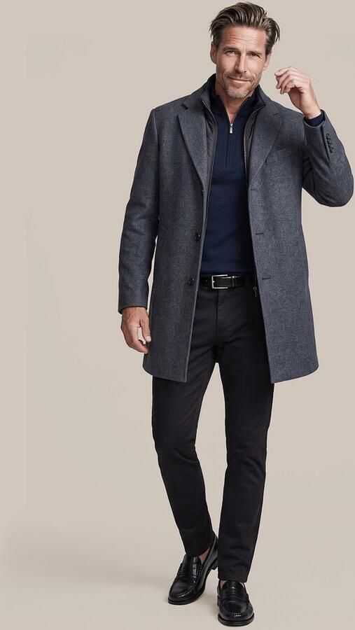 Suitable Trainingsjack Coat Wol Twill Donkerblauw - Foto 5