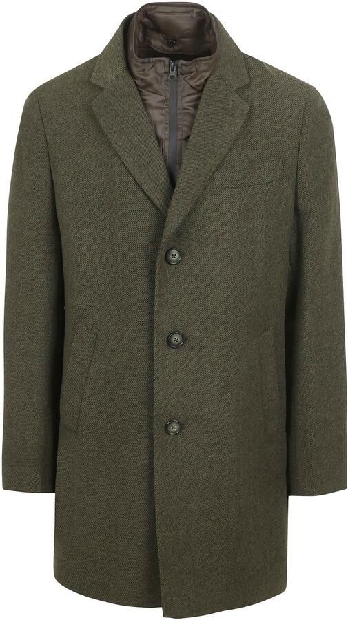 Suitable Coat Wol Twill Donkergroen