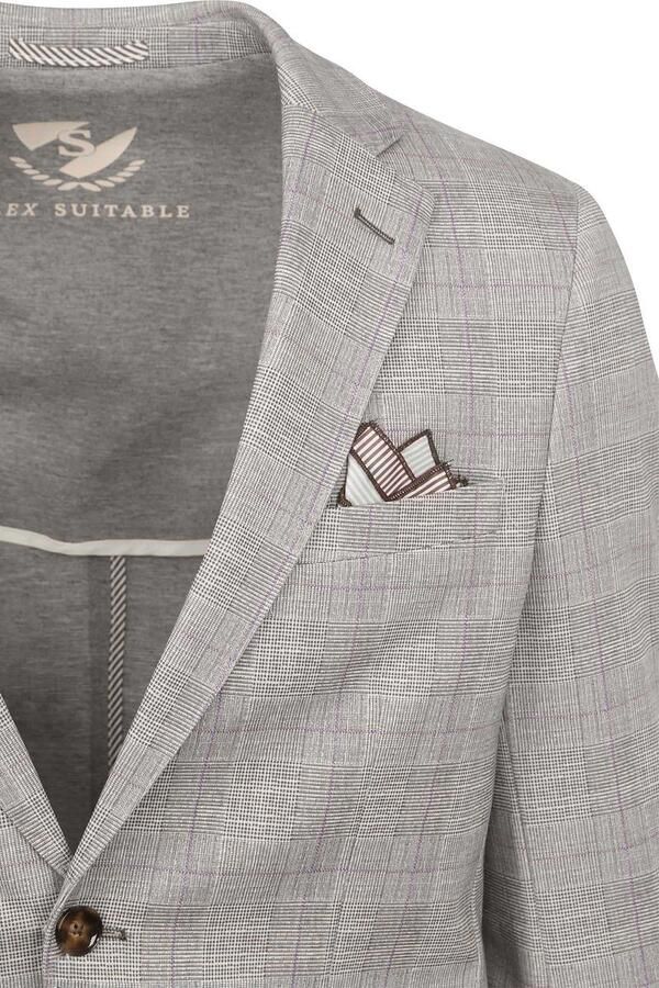 Suitable Blazer Colbert Face Print Lichtbruin - Foto 3