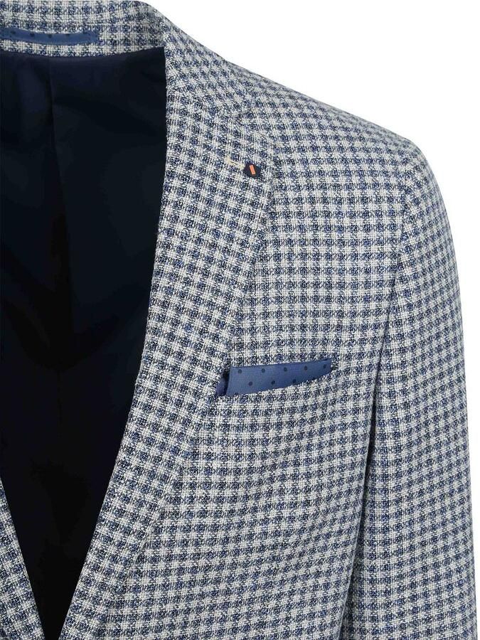 Suitable Blazer Colbert Grou Check Royal Blauw