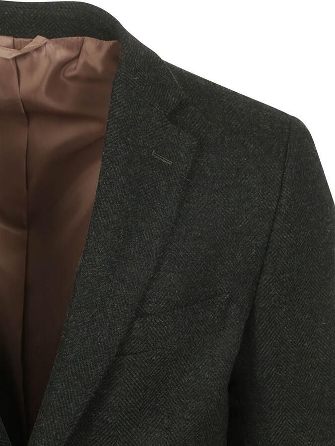 Suitable Colbert Herringbone Merinowol Donkergroen - Foto 3