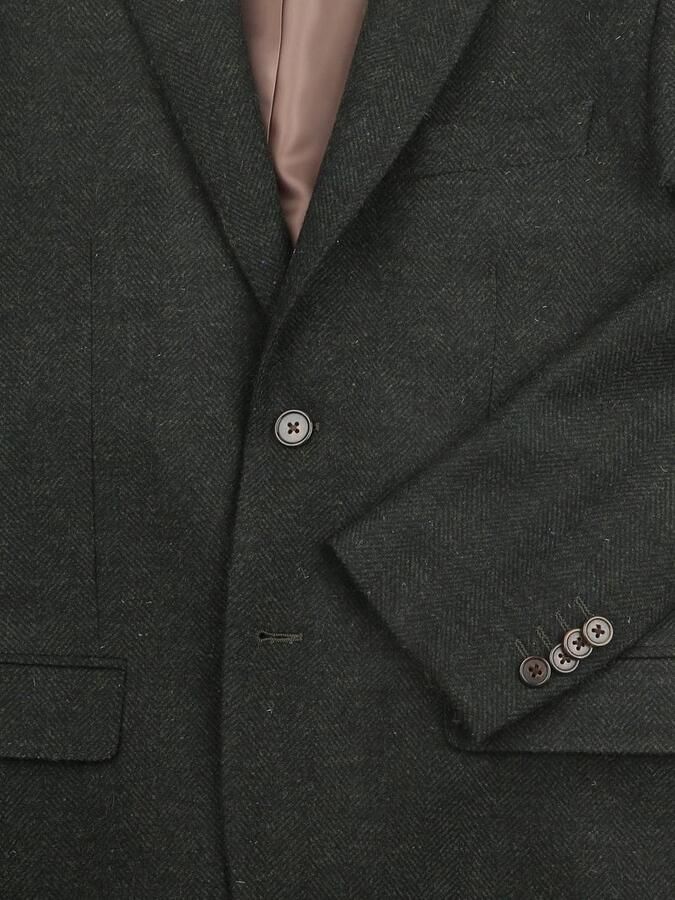 Suitable Colbert Herringbone Merinowol Donkergroen - Foto 4