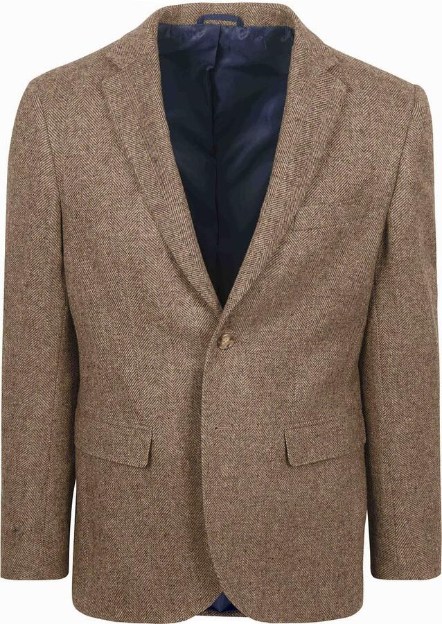 Suitable Colbert Herringbone Merinowol Lichtbruin
