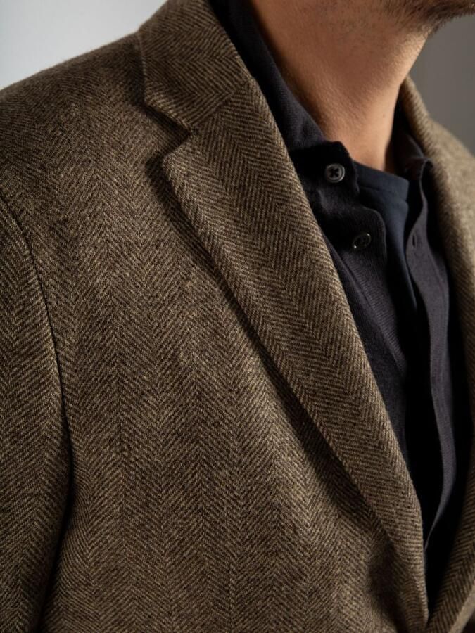 Suitable Colbert Herringbone Merinowol Lichtbruin - Foto 2