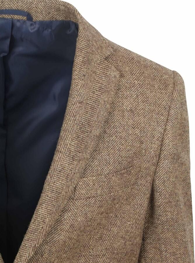 Suitable Colbert Herringbone Merinowol Lichtbruin - Foto 5