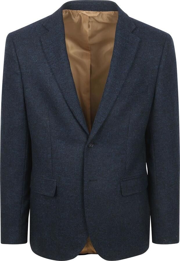 Suitable Colbert Herringbone Merinowol Navy
