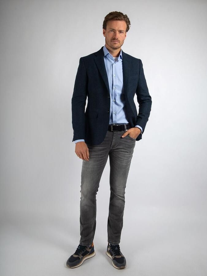 Suitable Colbert Herringbone Merinowol Navy - Foto 2