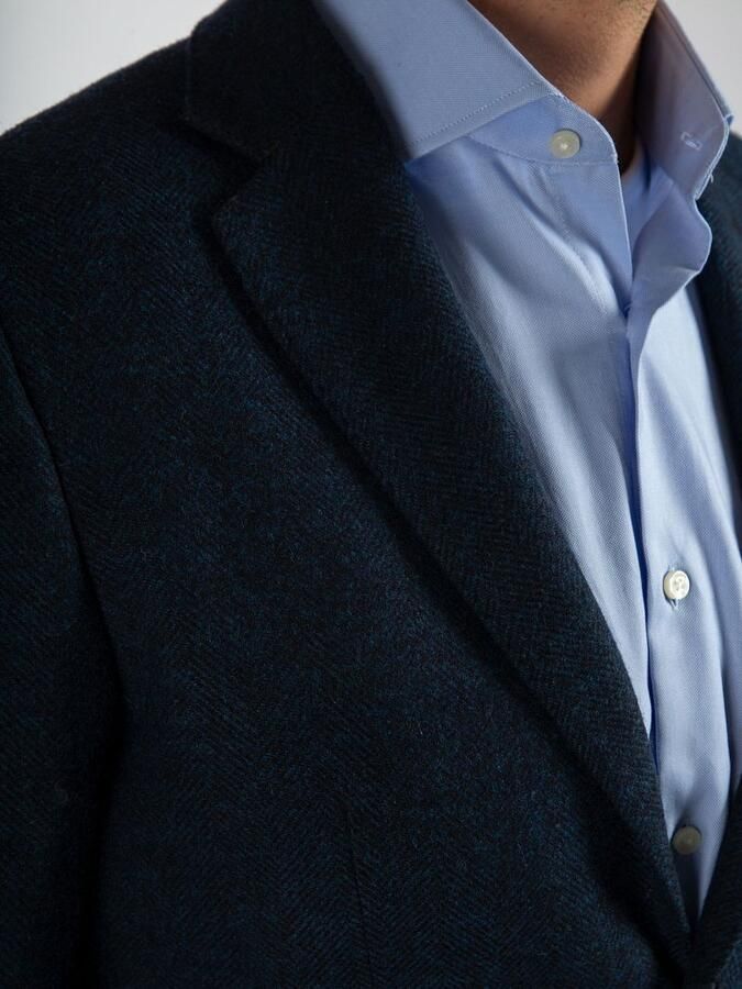 Suitable Colbert Herringbone Merinowol Navy - Foto 3