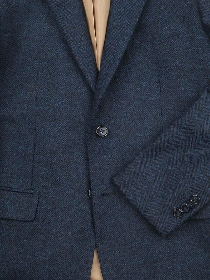 Suitable Colbert Herringbone Merinowol Navy - Foto 5