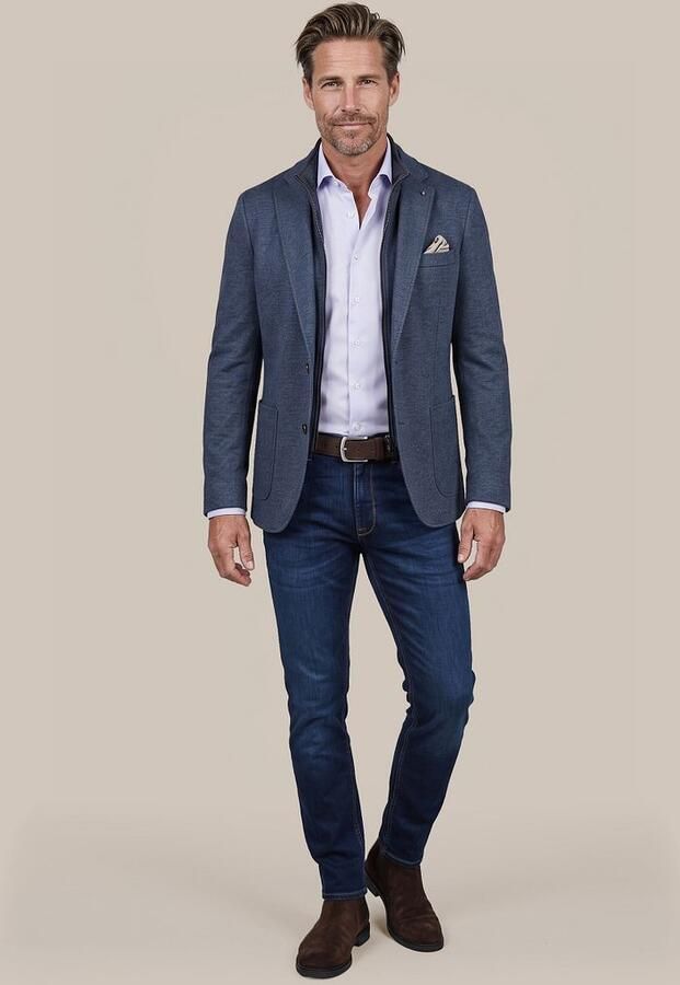 Suitable Blazer Colbert Lommer Twill Inlay Navy - Foto 5