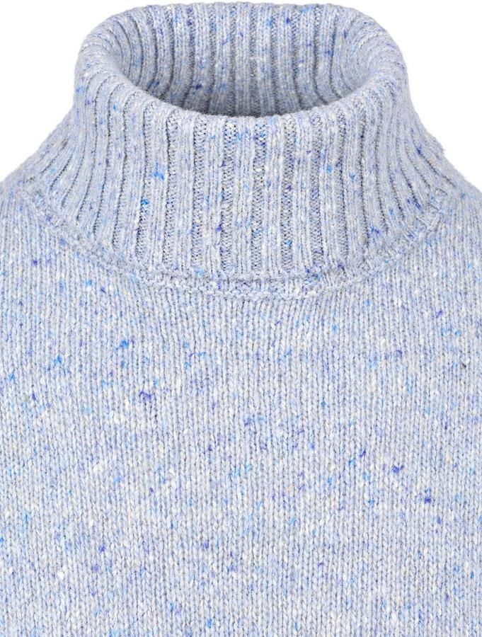 Suitable Sweater Coltrui Tweed Lichtblauw