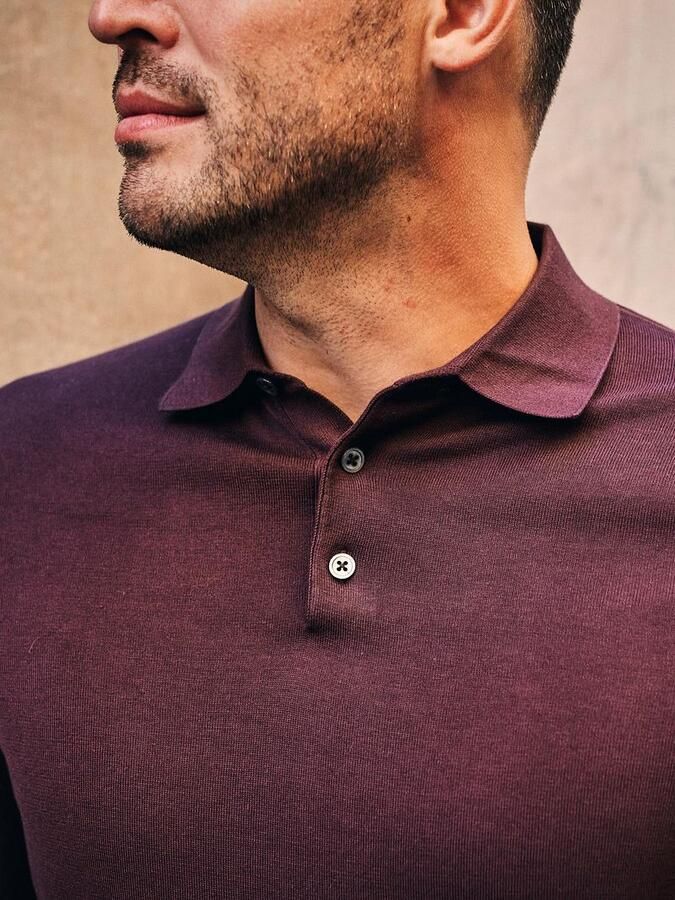 Suitable Compact Cotton Poloshirt Bordeaux - Foto 3