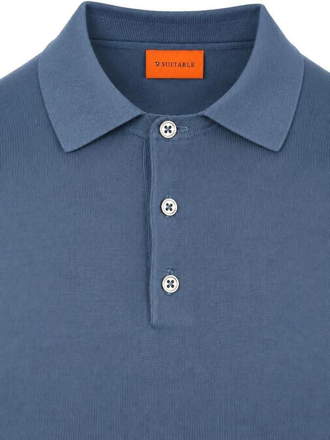 Suitable Compact Cotton Poloshirt Denim Blauw - Foto 2