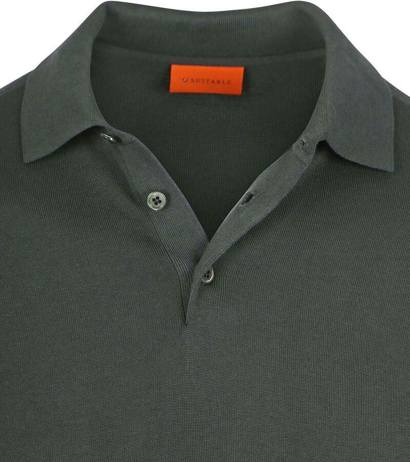 Suitable Compact Cotton Poloshirt Donkergroen