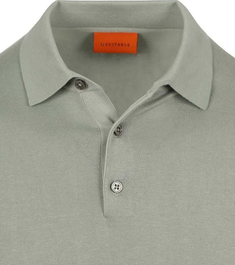 Suitable Compact Cotton Poloshirt Lichtgroen - Foto 2
