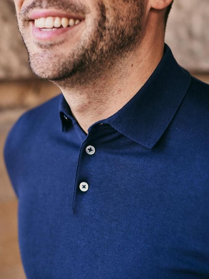 Suitable Compact Cotton Poloshirt Navy