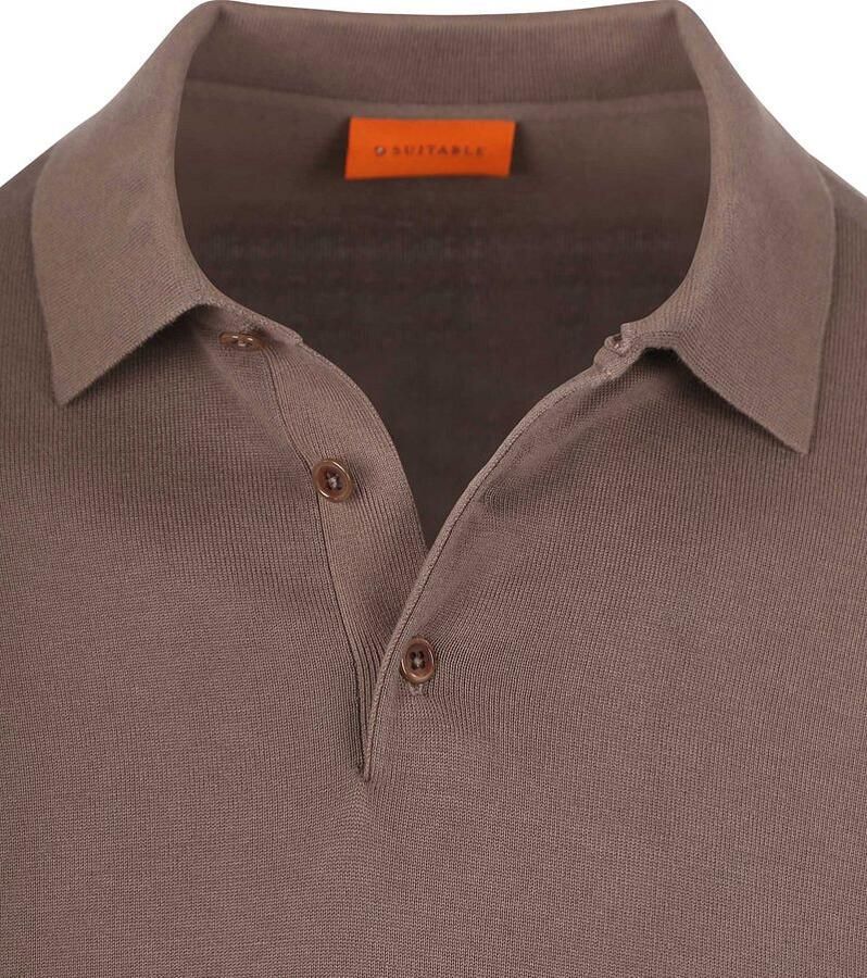Suitable Compact Cotton Poloshirt Taupe - Foto 2