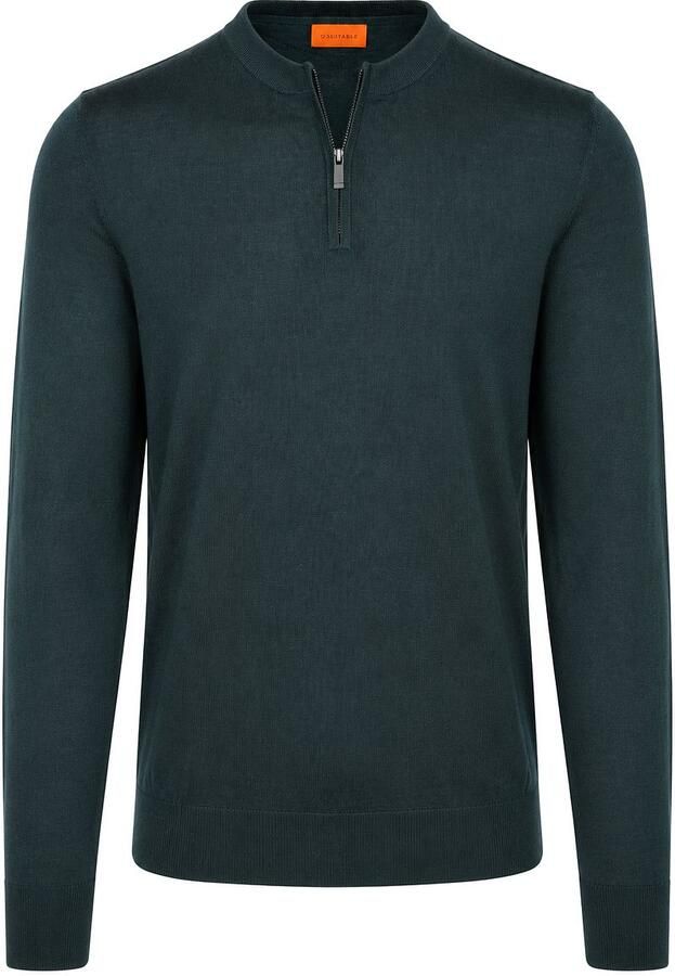 Suitable Crew Zip Merino Donkergroen
