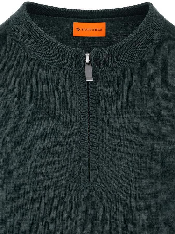 Suitable Crew Zip Merino Donkergroen - Foto 2