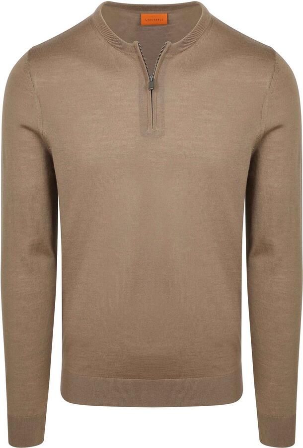 Suitable Crew Zip Merino Taupe