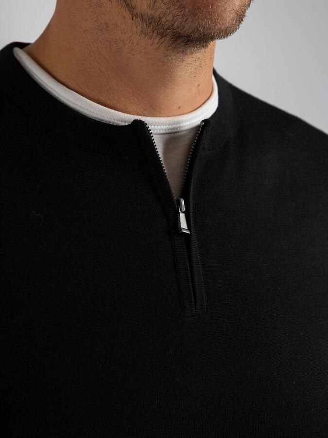 Suitable Crew Zip Merino Zwart