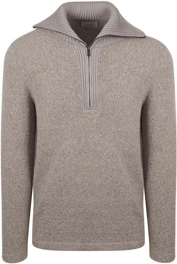 Suitable Deep Zip Pullover Boiled Wool Taupe