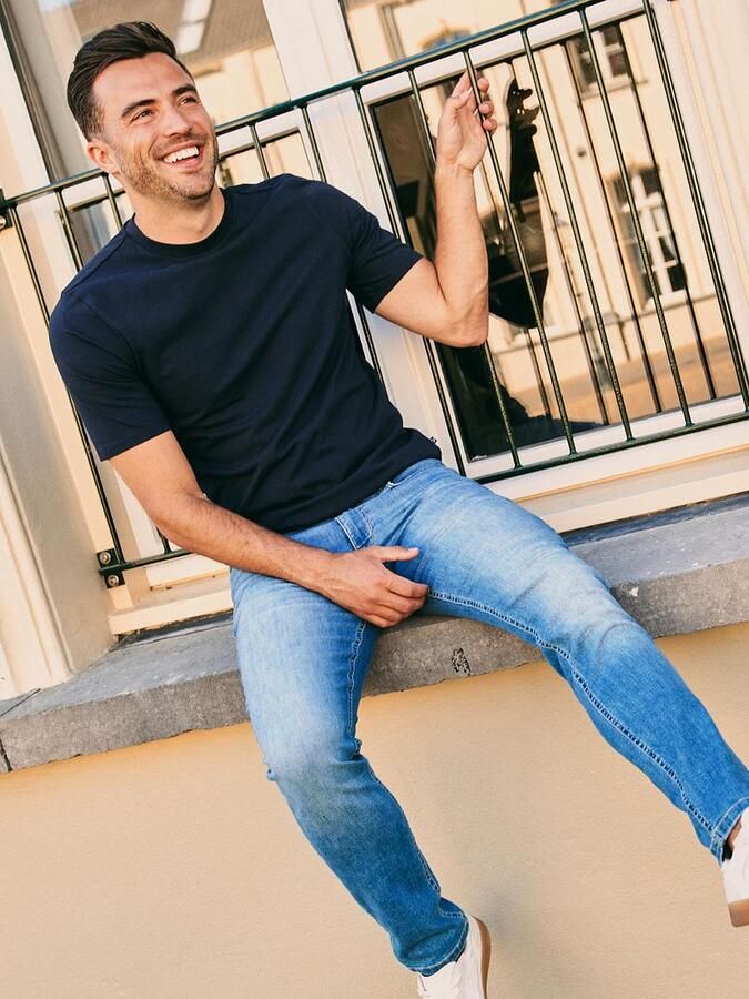 Suitable T-shirt Korte Mouw Obra T-Shirt Hoge Ronde Hals Navy 2-Pack - Foto 3