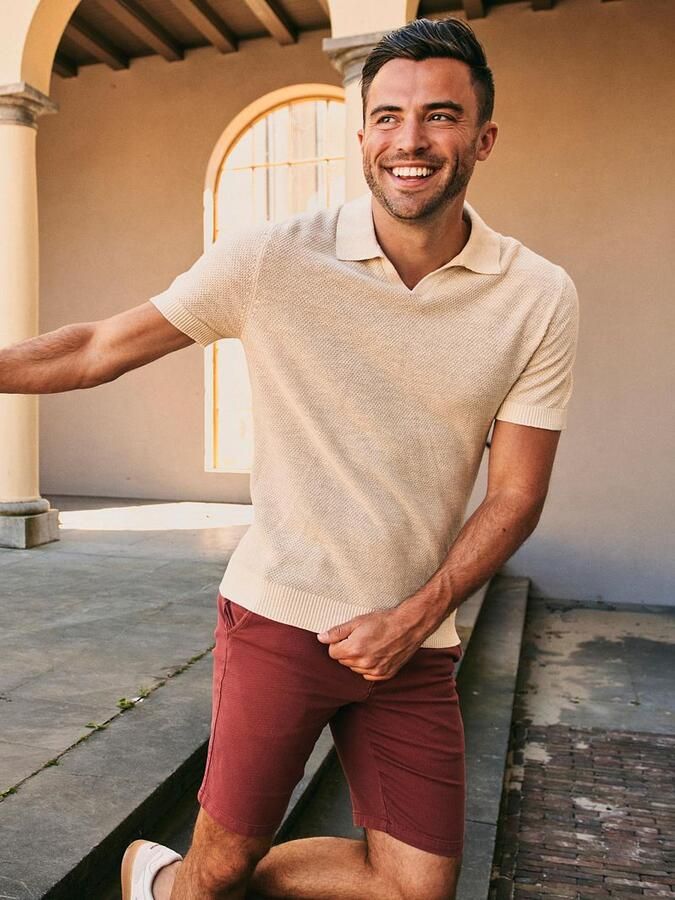 Suitable T-shirt Polo Riva Bean Linen Cotton Sand - Foto 3
