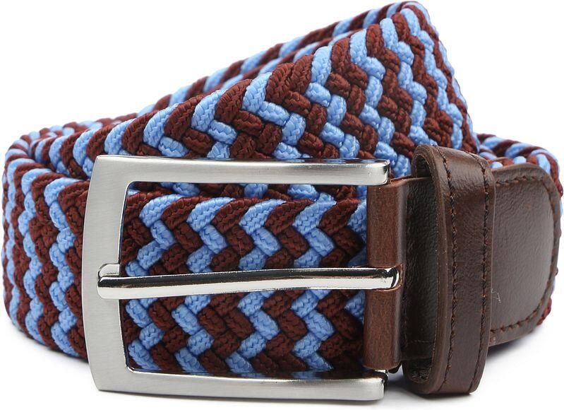 Suitable Geweven Riem Bruin Blauw