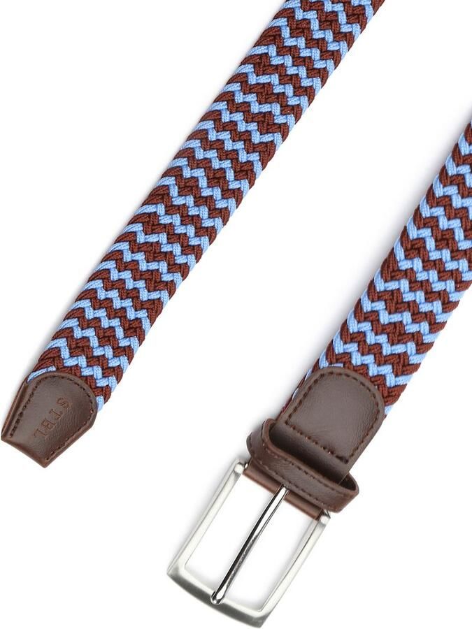 Suitable Geweven Riem Bruin Blauw - Foto 2