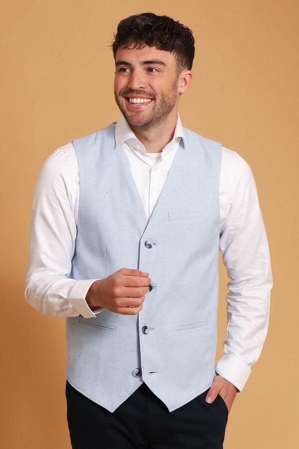 Suitable Blazer Gilet Loop Lichtblauw - Foto 4