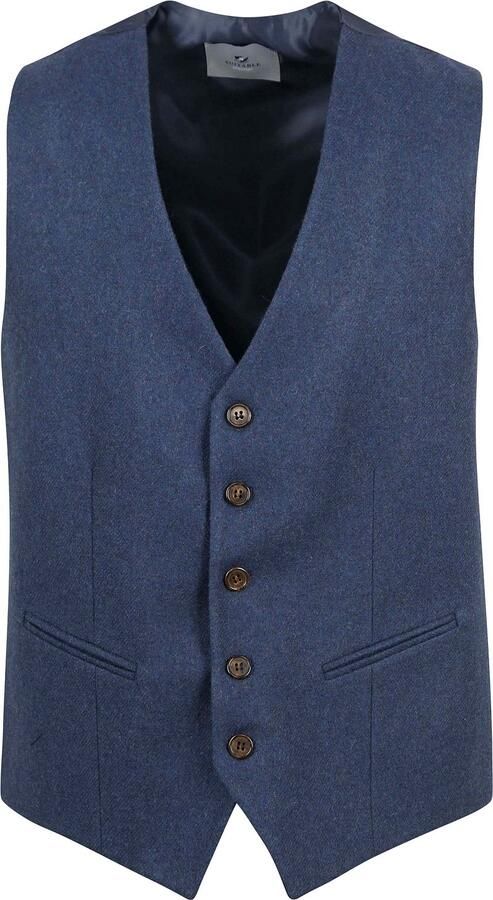 Suitable Blazer Gilet Tweed Mid Blauw