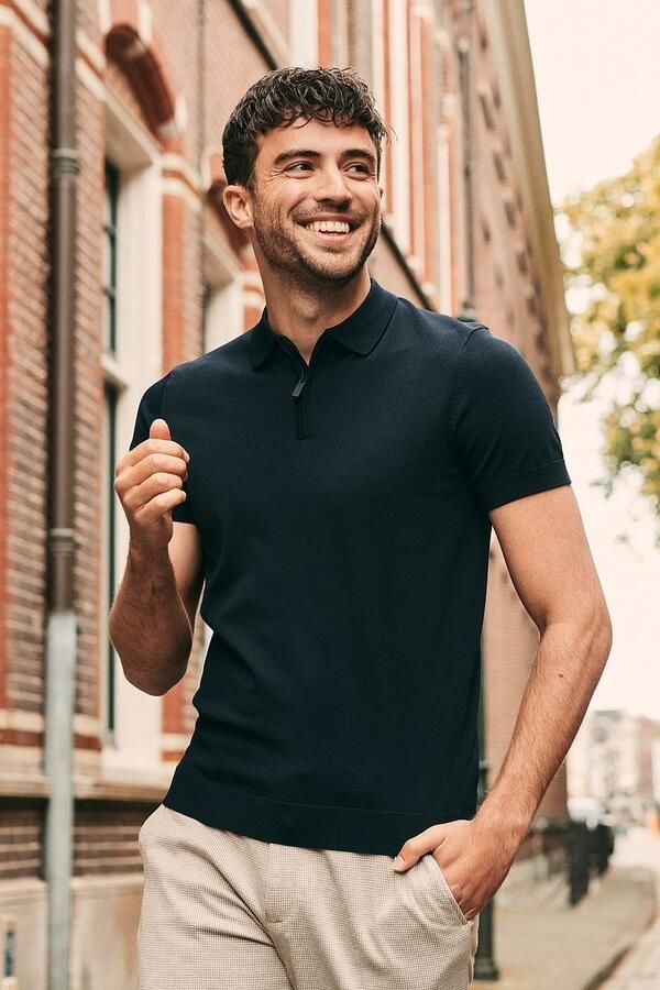 Suitable Half Zip Polo Navy - Foto 3